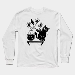 cat and flowers Long Sleeve T-Shirt